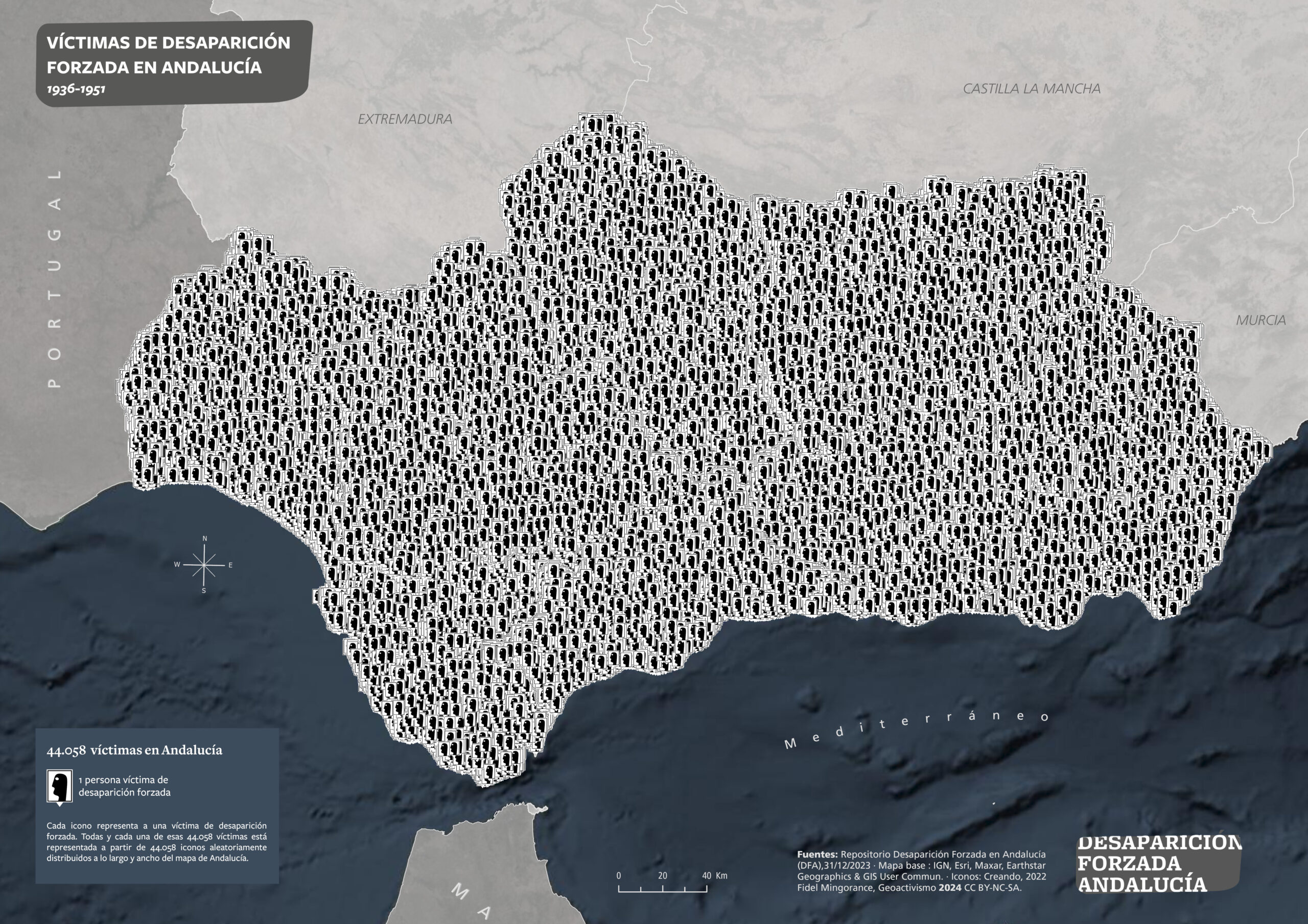 Víctimas de desaparición forzada en Andalucía 1936-1951 (mapa iconográfico)
